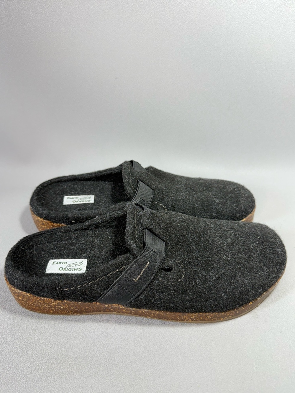 Earth Origins Jenna Charcoal Gray Felt Wool Blend Slip-On Clogs